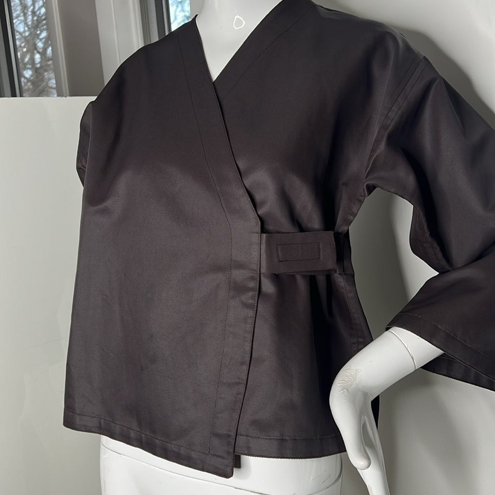 Villalavinia Sz M Asian Inspired Wrap Around Velcro Closure Cotton Blend Jacket
